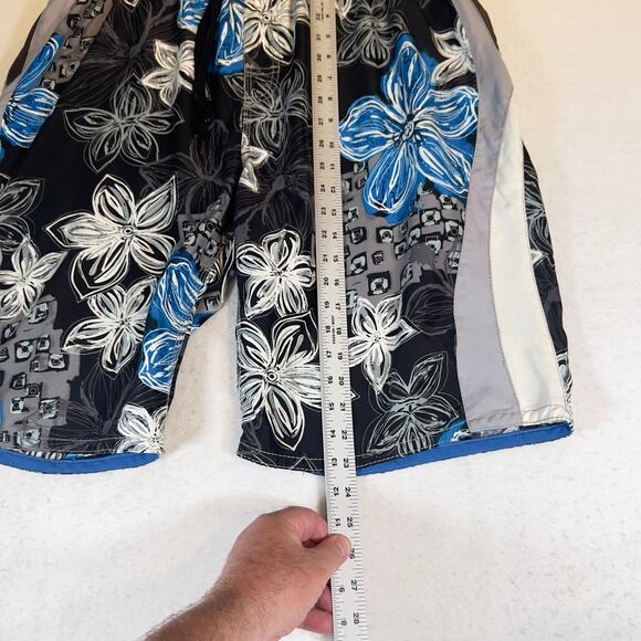 Burnside Swimsuit Men L Hawaiin Floral Mesh Lined Drawstring Hook Loop Fly Beach - Picture 7 of 11